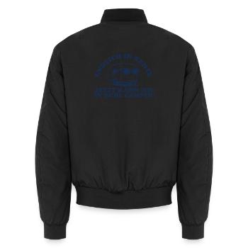Rente in Ruhe Campen Retro Wohnwagen - Unisex Bomberjacke - Schwarz - Hinten - AI Model Male 185 light (185cm)