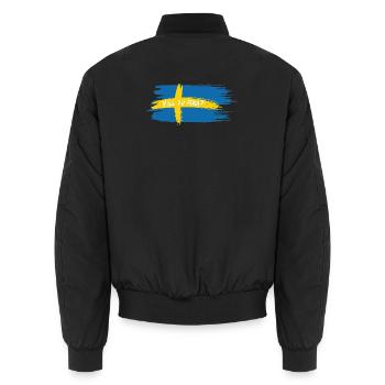 Vill Du Fika? – Schwedischer Kaffee Humor - Unisex Bomberjacke - Schwarz - Hinten - AI Model Male 185 light (185cm)