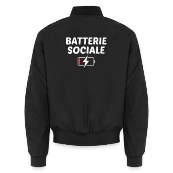Batterie sociale à 0% - Bomber unisexe - noir - Dos - AI Model Male 185 light (185cm)
