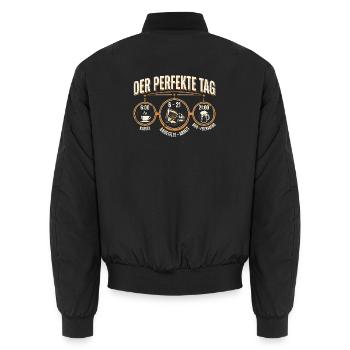 Der Perfekte Tag Baustelle Bagger Kaffee Bier Bau - Unisex Bomberjacke - Schwarz - Hinten - AI Model Male 185 light (185cm)