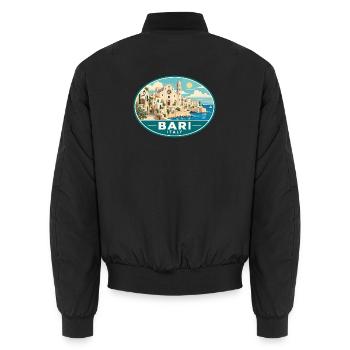 Entdecken Sie Bari an der Adriaküste Italiens - Unisex Bomberjacke - Schwarz - Hinten - AI Model Male 185 light (185cm)