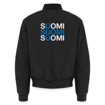 FINNLAND Finland Suomi Finnische Flagge - Unisex Bomberjacke - Schwarz - Hinten - AI Model Male 185 light (185cm)
