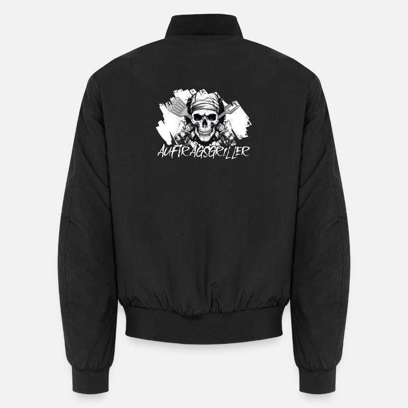 Aufragsgriller Skull BBQ Geschenk Grillschürze Unisex Bomberjacke
