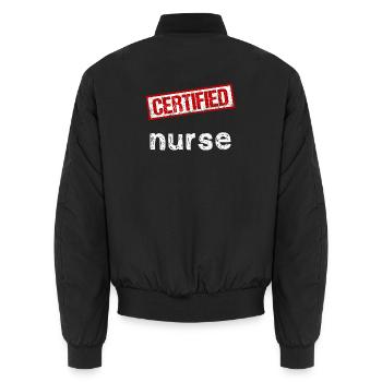 Krankenschwester - Unisex Bomberjacke - Schwarz - Hinten - AI Model Male 185 light (185cm)