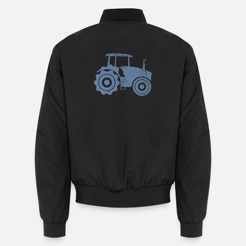 Tractor Silhouette Farmer Grunge Design - Unisex Bomber Jacket - black