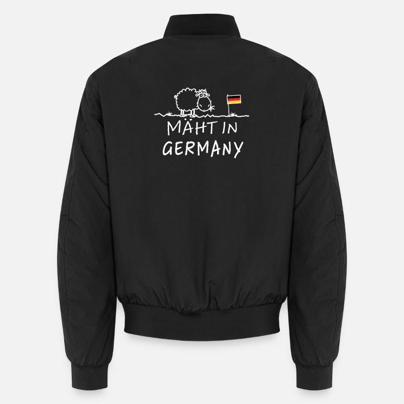 Mäht in Germany – Lustiger Bauernhof Spruch Schaf Unisex Bomberjacke