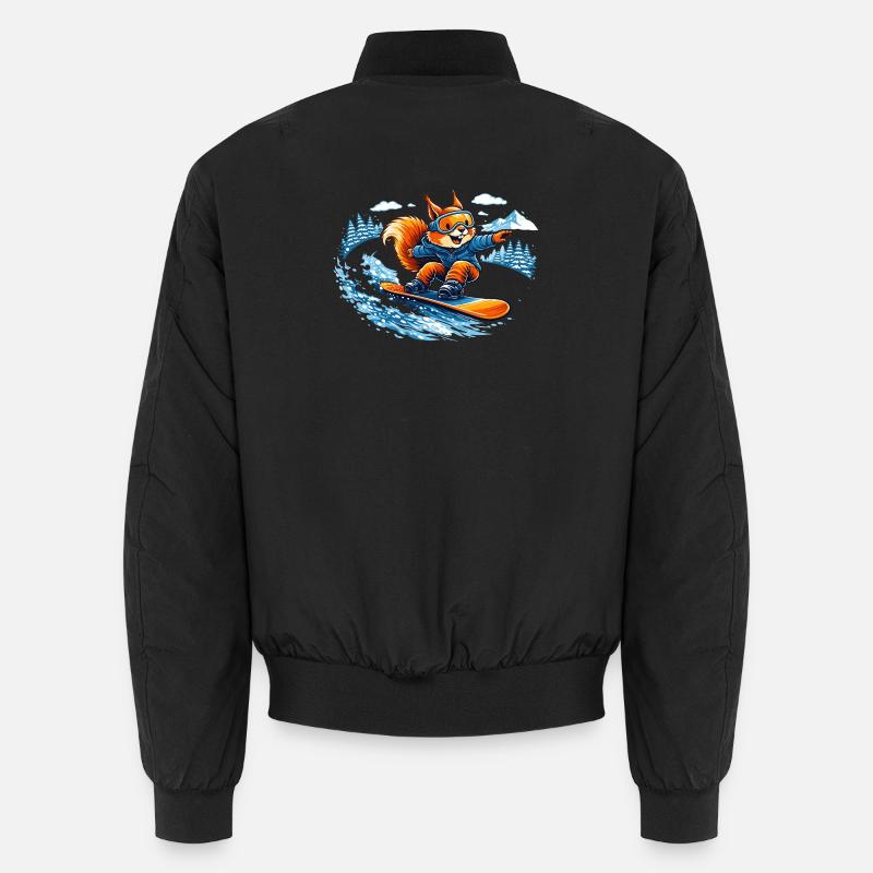 Funny Snowboard Squirrel – Winter Fun - Unisex Bomber Jacket - black