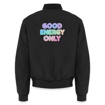 Only good energy - Unisex Bomber Jacket - black - Back - AI Model Male 185 light (185cm)
