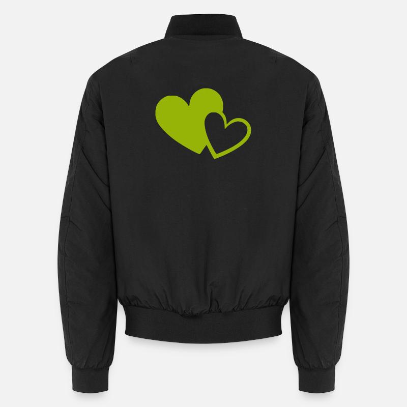 green heart green hearts heart pattern - Unisex Bomber Jacket - black