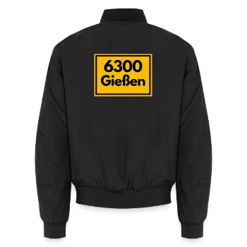 ALTE POSTLEITZAHL PLZ RETRO 6300 GIESSEN  - Unisex Bomberjacke - Schwarz - Hinten - AI Model Male 185 light (185cm)