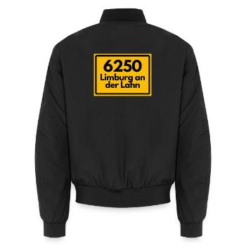 ALTE POSTLEITZAHL PLZ 6250 LIMBURG AN DER LAHN - Unisex Bomberjacke - Schwarz - Hinten - AI Model Male 185 light (185cm)