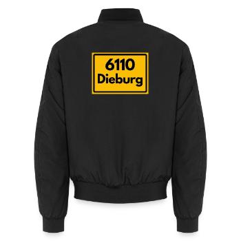 ALTE POSTLEITZAHL PLZ RETRO 6110 DIEBURG HEIMAT - Unisex Bomberjacke - Schwarz - Hinten - AI Model Male 185 light (185cm)