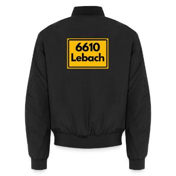 ALTE POSTLEITZAHL PLZ RETRO 6610 LEBACH HEIMAT - Unisex Bomberjacke - Schwarz - Hinten - AI Model Male 185 light (185cm)