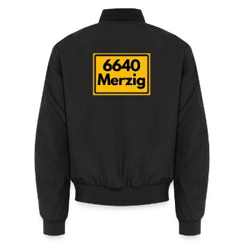 ALTE POSTLEITZAHL PLZ RETRO 6640 MERZIG HEIMAT - Unisex Bomberjacke - Schwarz - Hinten - AI Model Male 185 light (185cm)
