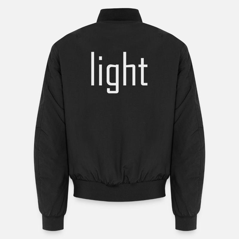 Bright Light Light - typography on black sun Unisex Bomber Jacket