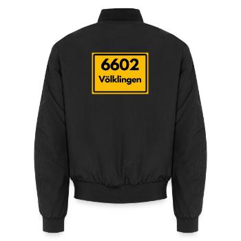 ALTE POSTLEITZAHL 6602 PLZ VÖLKLINGEN SAARLAND - Unisex Bomberjacke - Schwarz - Hinten - AI Model Male 185 light (185cm)