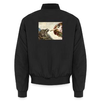 Mème raton laveur battant la main de Dieu - Bomber unisexe - noir - Dos - AI Model Male 185 light (185cm)