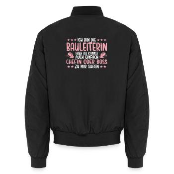 Bauleiterin oder Chefin - Bauleitung - Unisex Bomberjacke - Schwarz - Hinten - AI Model Male 185 light (185cm)