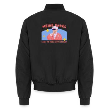 Enkelgeschenk Shirt Humor - Unisex Bomberjacke - Schwarz - Hinten - AI Model Male 185 light (185cm)