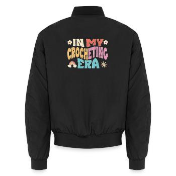 In my Crocheting Era - Unisex Bomberjacke - Schwarz - Hinten - AI Model Male 185 light (185cm)