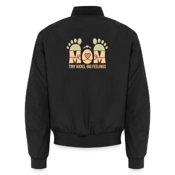 Kleine Tritte, große Gefühle – Die Bindung einer Mutter - Unisex Bomberjacke - Schwarz - Hinten - AI Model Male 185 light (185cm)
