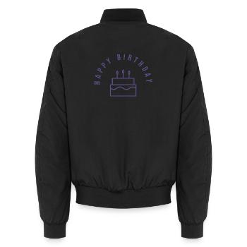 ALLES GUTE ZUM GEBURTSTAG. ALLES GUTE ZUM GEBURTSTAG. JAHRESTAG. - Unisex Bomberjacke - Schwarz - Hinten - AI Model Male 185 light (185cm)