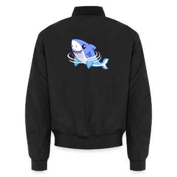 Shark Cartoon - Unisex Bomber Jacket - black - Back - AI Model Male 185 light (185cm)