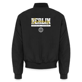 Berlin Deutschland Koordinaten Reise Souvenir - Unisex Bomberjacke - Schwarz - Hinten - AI Model Male 185 light (185cm)