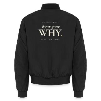 Trage deine WHY-Serife - Unisex Bomberjacke - Schwarz - Hinten - AI Model Male 185 light (185cm)