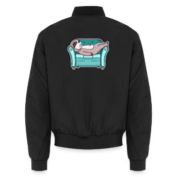 Faultier auf dem Sofa - Unisex Bomberjacke - Schwarz - Hinten - AI Model Male 185 light (185cm)
