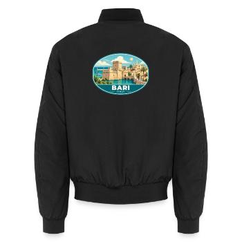 Bari an der Adriaküste Italiens erkunden - Unisex Bomberjacke - Schwarz - Hinten - AI Model Male 185 light (185cm)