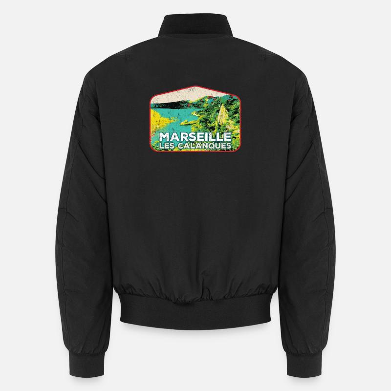 Retro-Abzeichen, Marseille Frankreich Les Calanques Unisex Bomberjacke