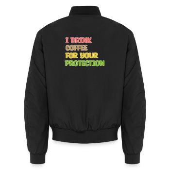 Kaffee Trinken Statement Kaffeetrinker Humorvoll - Unisex Bomberjacke - Schwarz - Hinten - AI Model Male 185 light (185cm)