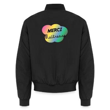 MERCI. MAÎTRESSE. MAÎTRE. MERCI MAÎTRESSE. CADEAU - Bomber unisexe - noir - Dos - AI Model Male 185 light (185cm)