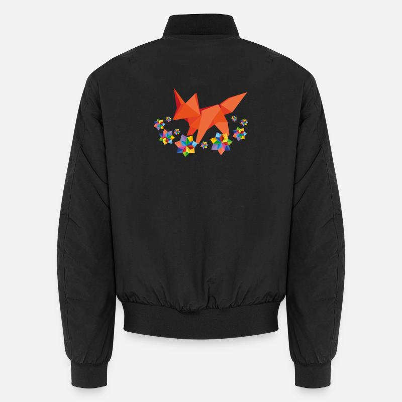 Origami Fox with Flowers Unisex Bomber Jacket
