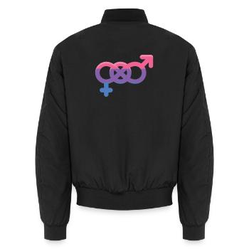 LGBTQ Pride Month - Bisexual Sign - Unisex Bomber Jacket - black - Back - AI Model Male 185 light (185cm)