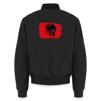 Albanien Flagge - Unisex Bomberjacke - Schwarz - Hinten - AI Model Male 185 light (185cm)