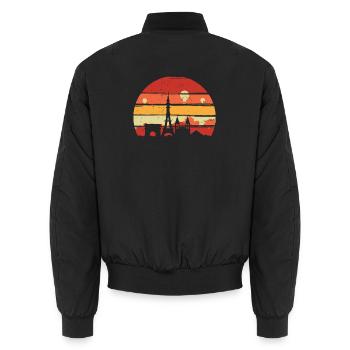 Silhouette de la ligne d’horizon du coucher de soleil à Paris - Bomber unisexe - noir - Dos - AI Model Male 185 light (185cm)