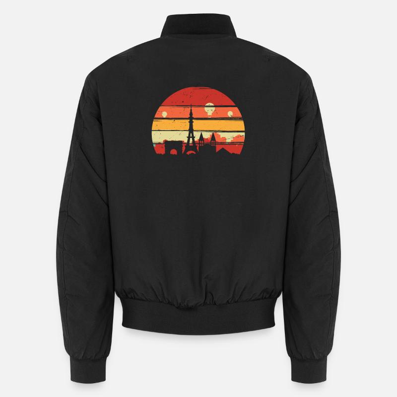 Paris Sunset Skyline Silhouette - Unisex Bomber Jacket - black