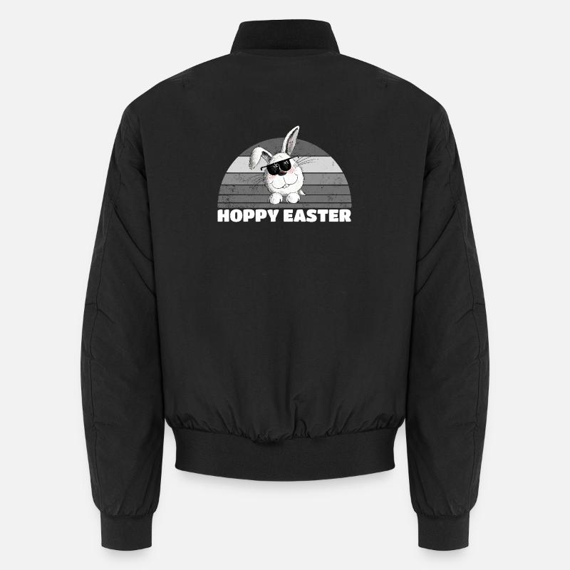 Retro Hoppy Easter Cool Easter Bunny Easter Saying Unisex Bomber Jacket