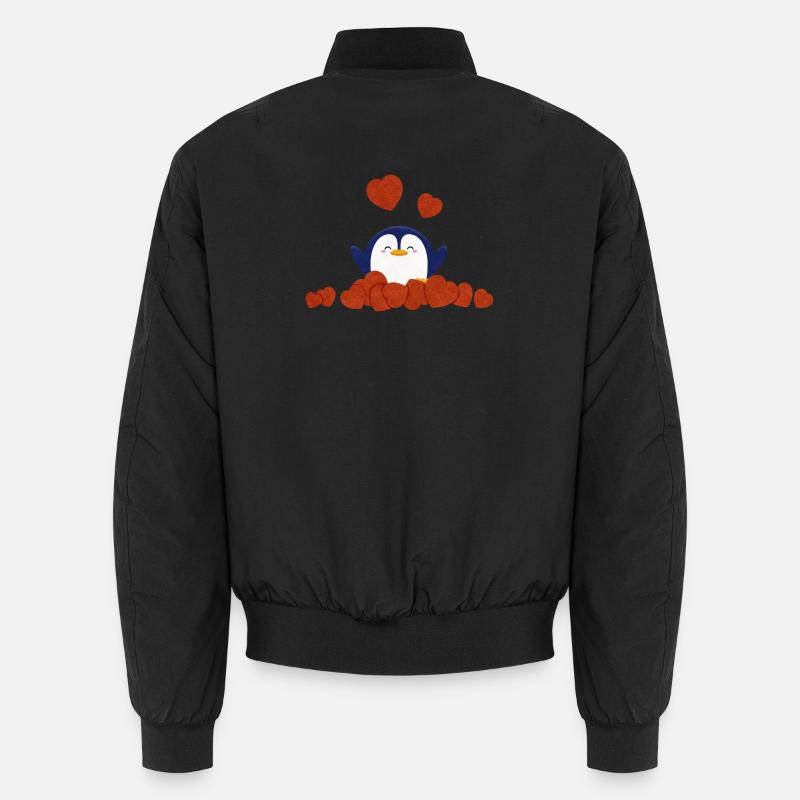 Cute penguin surrounded by heart Unisex Bomber Jacket
