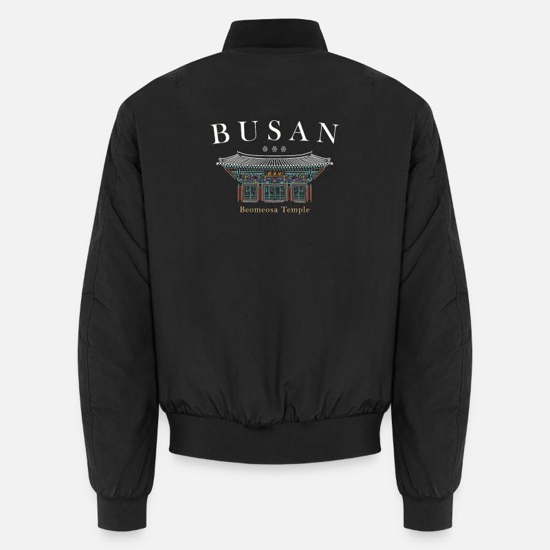 Busan, Corée du Sud, Temple dessiné à la main Bomber unisexe
