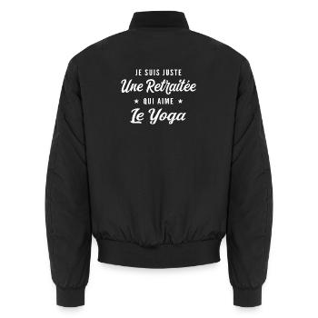 Rentner, der Yoga liebt - Unisex Bomberjacke - Schwarz - Hinten - AI Model Male 185 light (185cm)