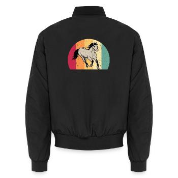 Pferd Motiv Pferdemotiv Retro Vintage Look - Unisex Bomberjacke - Schwarz - Hinten - AI Model Male 185 light (185cm)