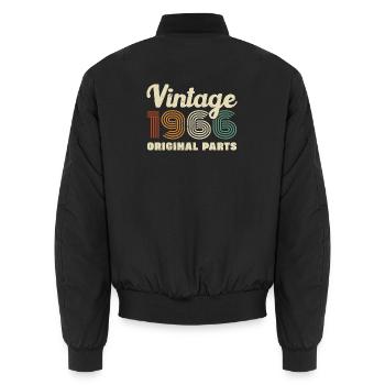 60 Ans 1966 Vintage Rétro Cadeau D'anniversaire - Bomber unisexe - noir - Dos - AI Model Male 185 light (185cm)
