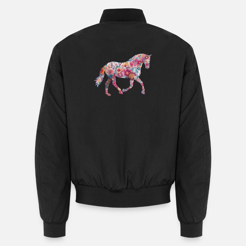 Pferd Blumen Muster Unisex Bomberjacke