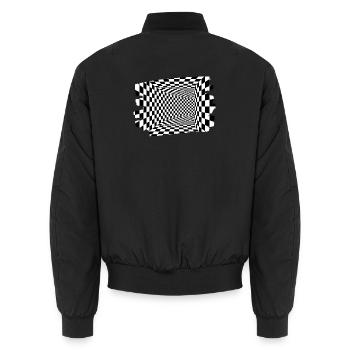 Tunnel Optical Tiles - Unisex Bomber Jacket - black - Back - AI Model Male 185 light (185cm)