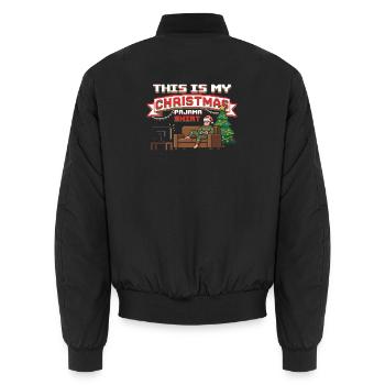 Gamer Christmas Pajamas Funny Cool Epic Gamer - Unisex Bomber Jacket - black - Back - AI Model Male 185 light (185cm)
