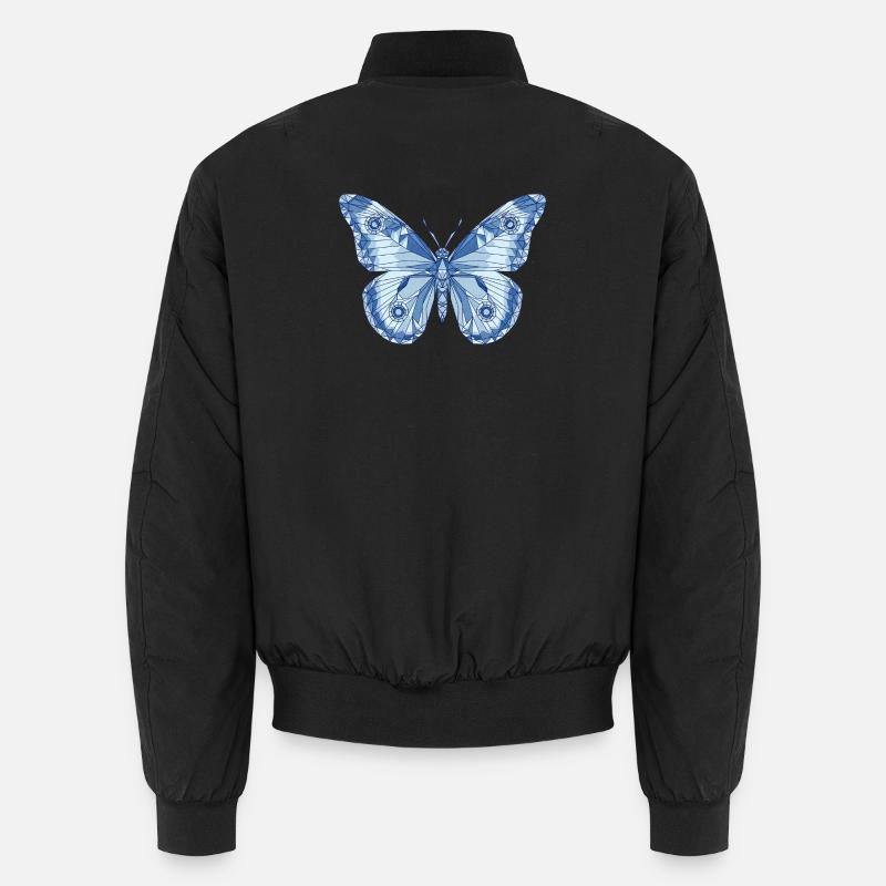 Geometric Blue Butterfly Unisex Bomber Jacket