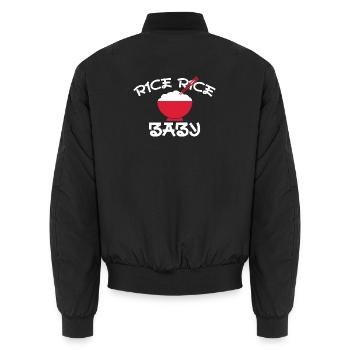 Design du Petit Bol Rouge Rice Rice - Bomber unisexe - noir - Dos - AI Model Male 185 light (185cm)